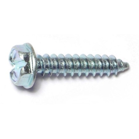 MIDWEST FASTENER Sheet Metal Screw, #7 x 3/4 in, Zinc Plated Steel Hex Head Slotted Drive, 48 PK 61405